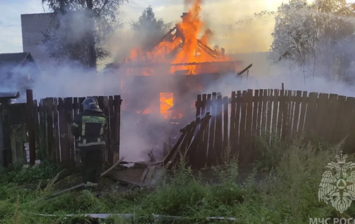 Новгородским пожарным пришлось сражаться за хозпостройки и дом